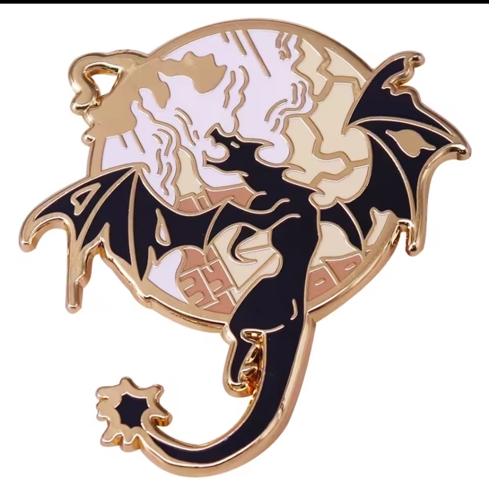 Women’s Jewelry Fourth Wing Sky Dragon Bookish Gold Lapel Pin Fantasy Book